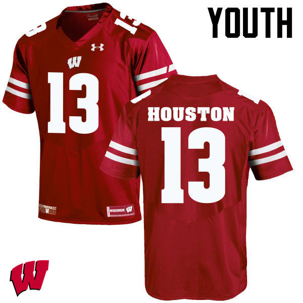 Youth Wisconsin Badgers #13 Bart Houston College Football Jerseys-Red - Click Image to Close